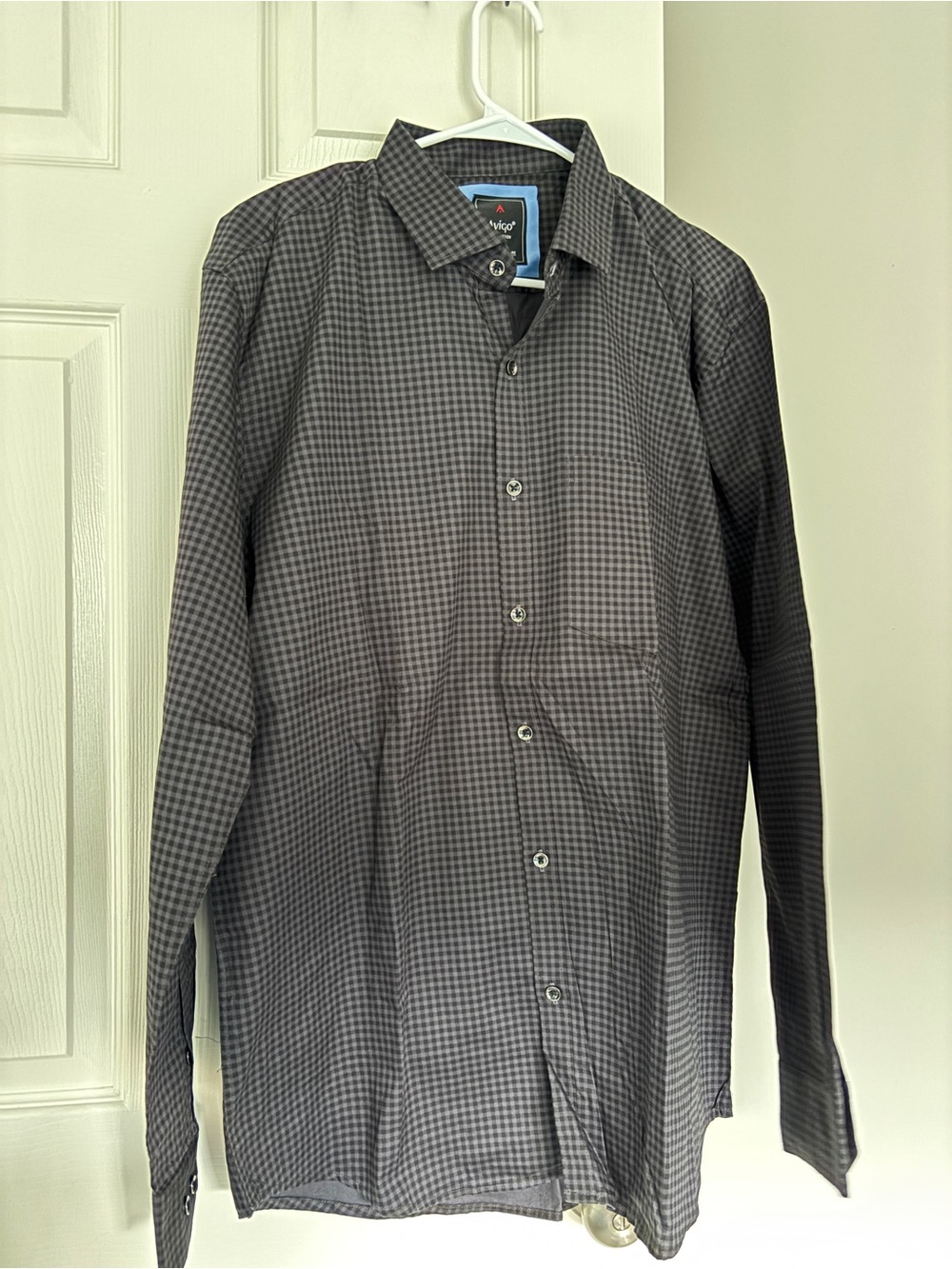 Brand New Aviqo Pure Cotton Men’s Black Micro Check Dress Shirt XXL Neverworn